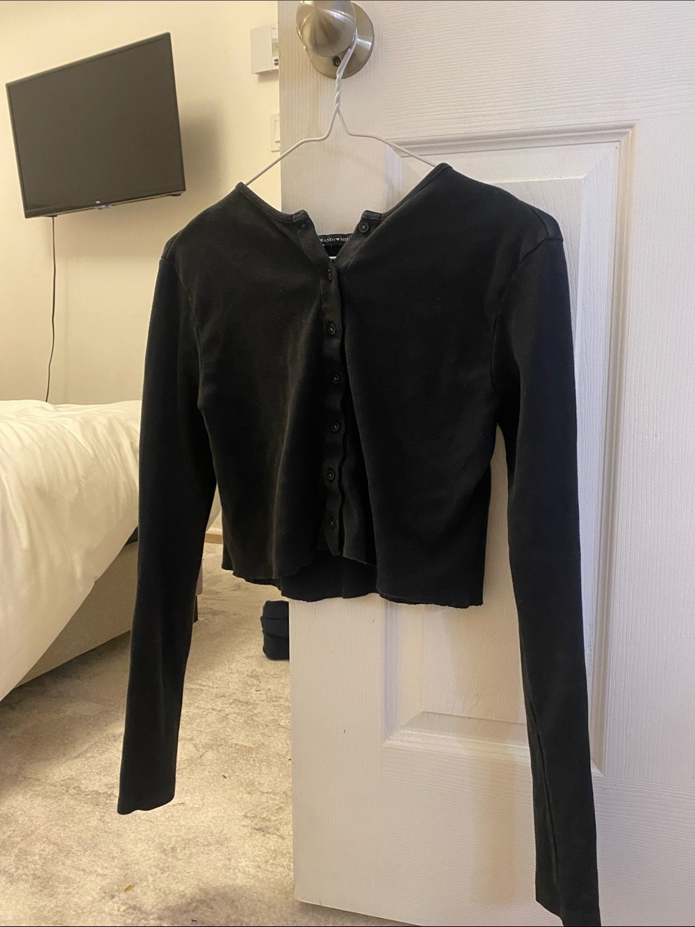 Brandy Melville Black Cropped Button-Up Cardigan Jacket